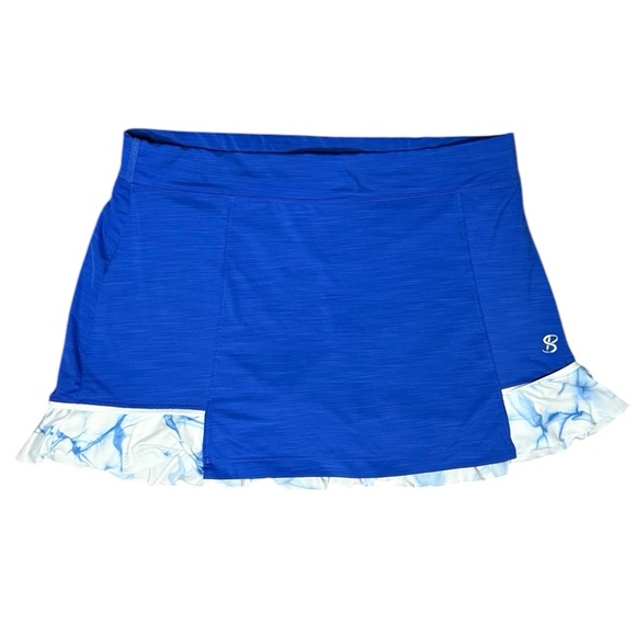 Sofibella 14 inch Tennis Skirt Cobalt Melange and Aqua Size Large - Picture 10 of 10